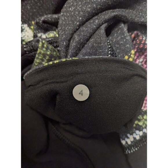 Lululemon Size 4 Wunder Under Pants Leggings Black Pink Full On Luon Garden - Picture 4 of 11